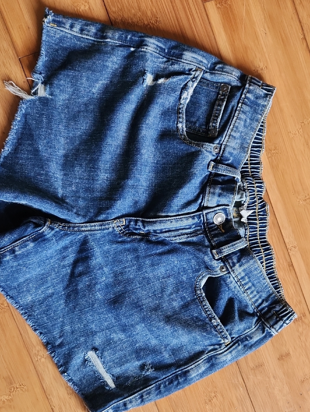 aerie Dark Blue Distressed Denim Shorts